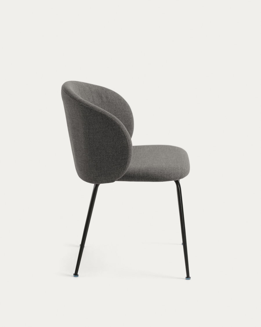 Minna dark grey chair with steel legs with black finish