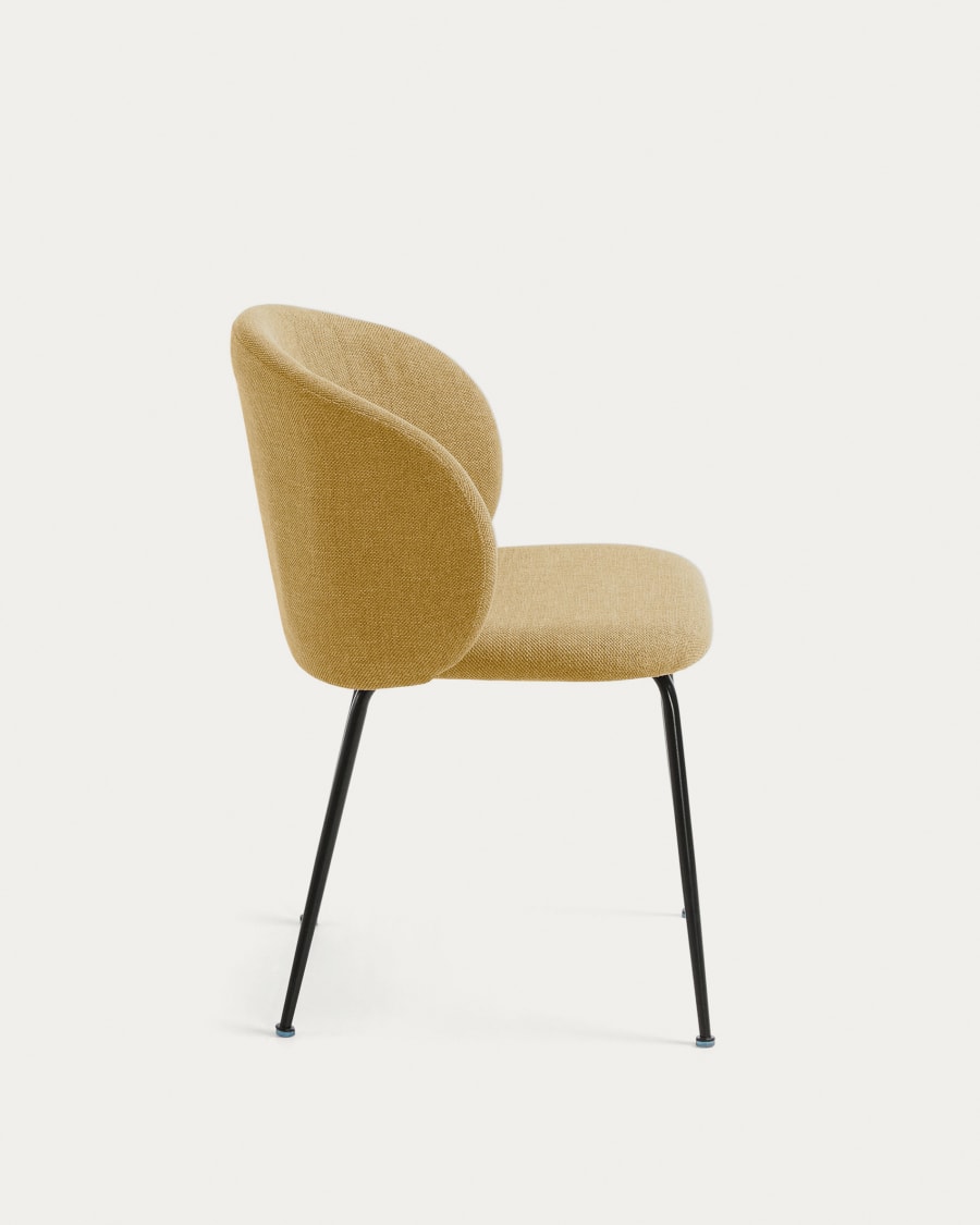 Minna mustard chair with steel legs with black finish