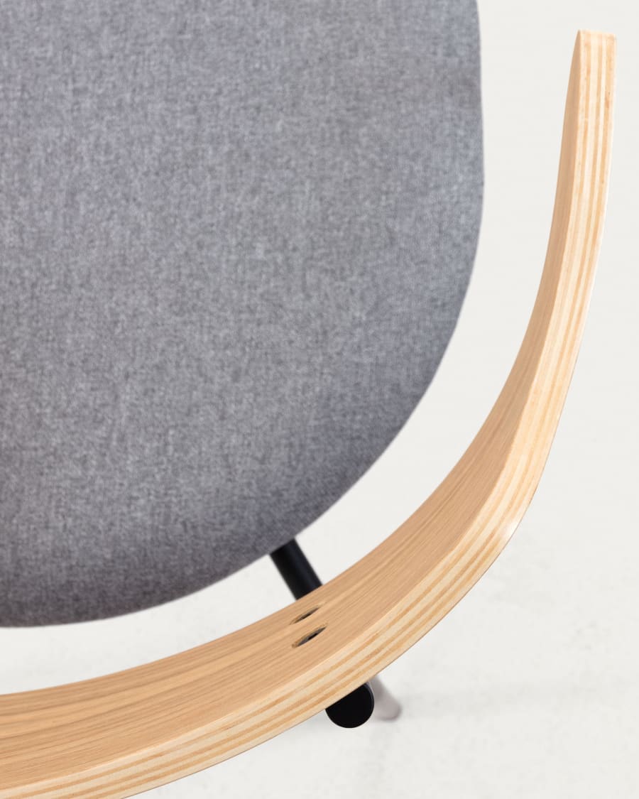 Olympia stackable chair in oak veneer and steel with black finish