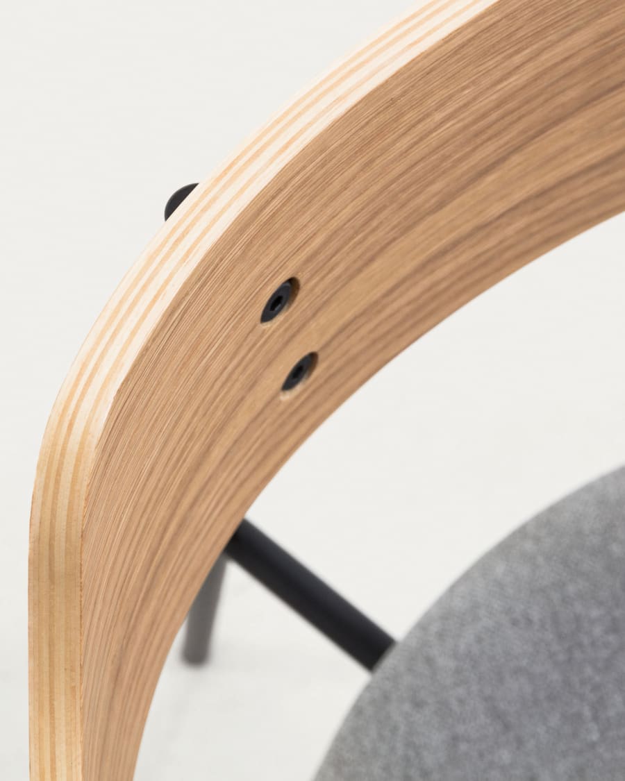 Olympia stackable chair in oak veneer and steel with black finish