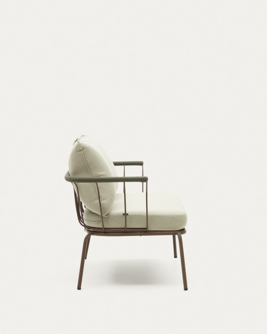 Salguer sofa in green cord and steel with a brown painted finish, 134 cm