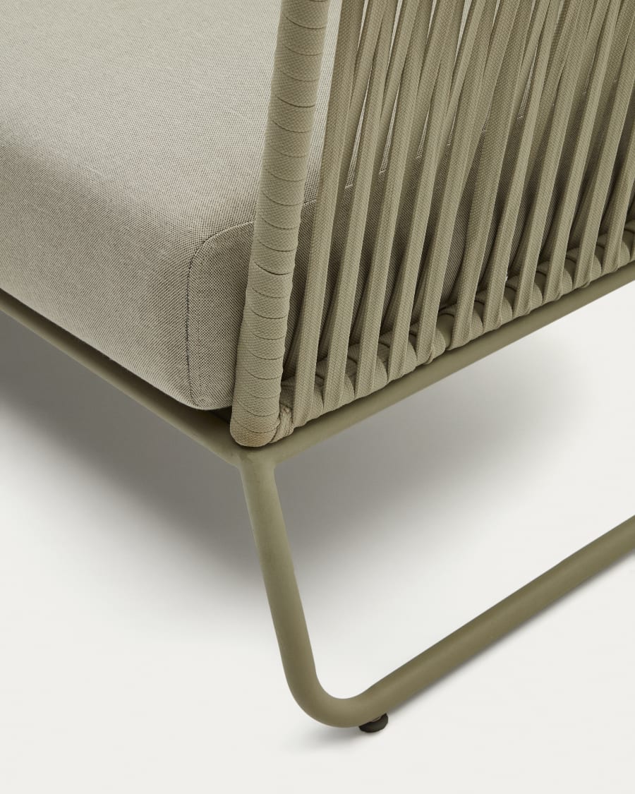 Saconca 3-seater outdoor sofa made of cord and green galvanised steel, 189 cm