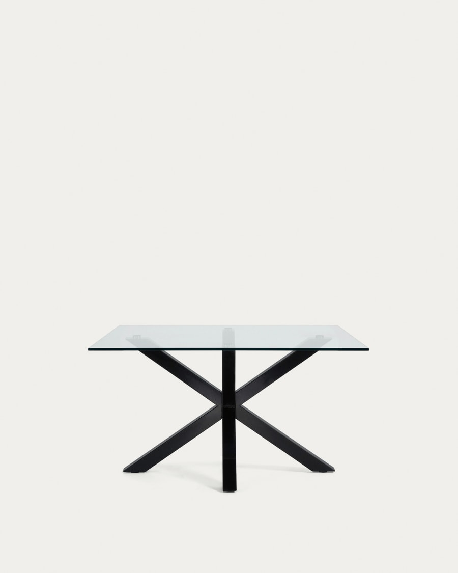 Argo coffee table glass black legs 130 x 70 cm