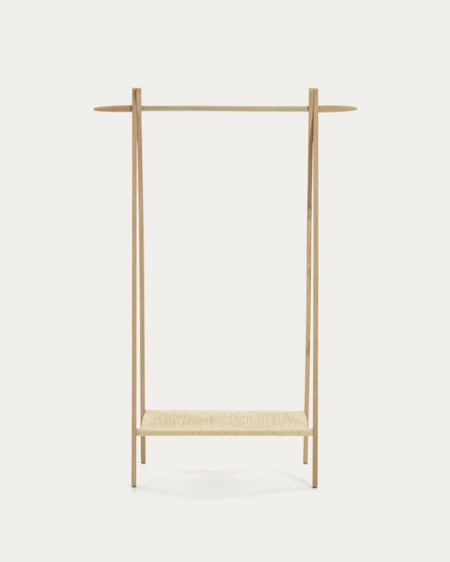 Natane birch wood and rattan clothing rail 95 x 152 cm Kave Home International