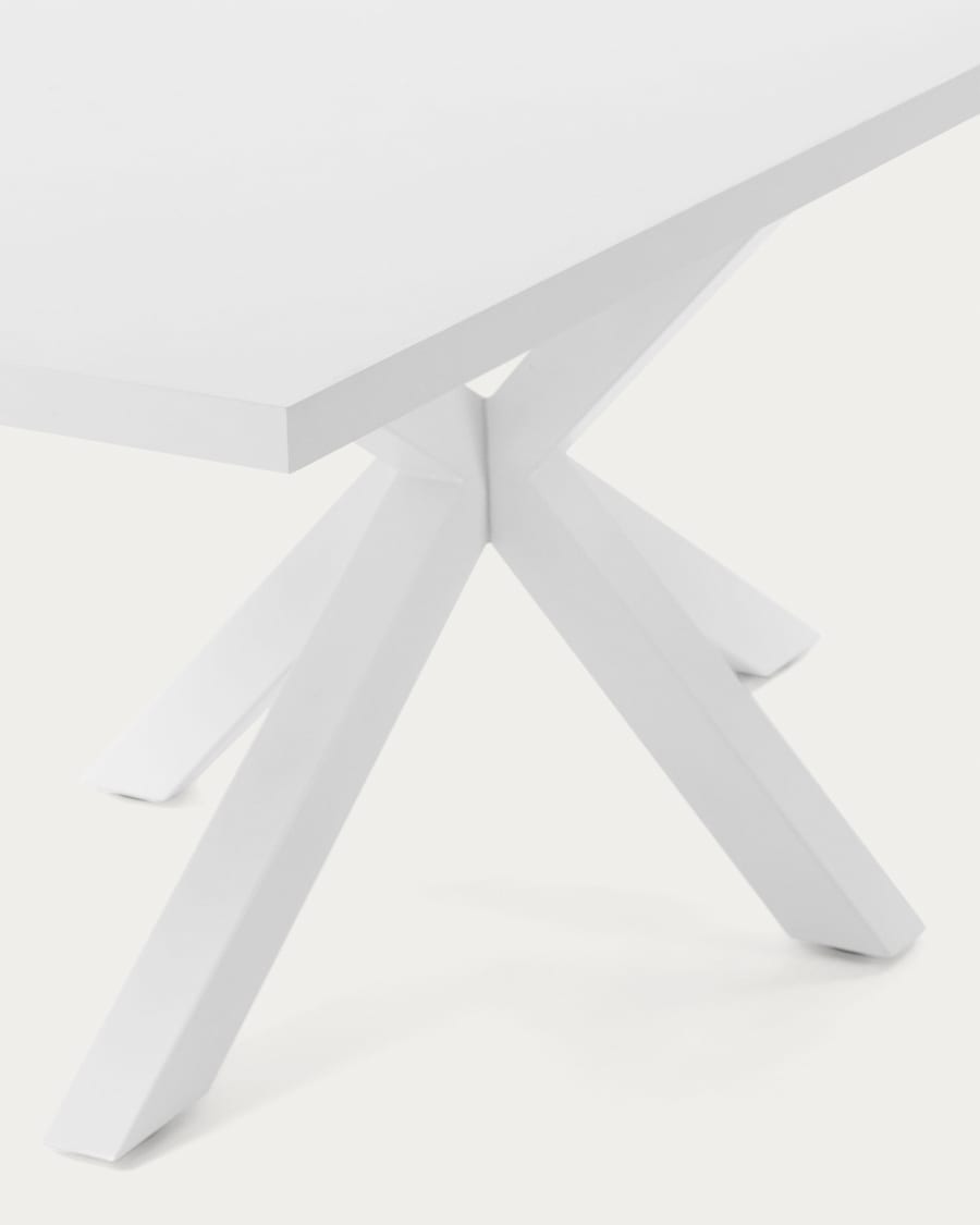 Argo table in melamine with black finish and steel legs with white finish 160 x 100 cm