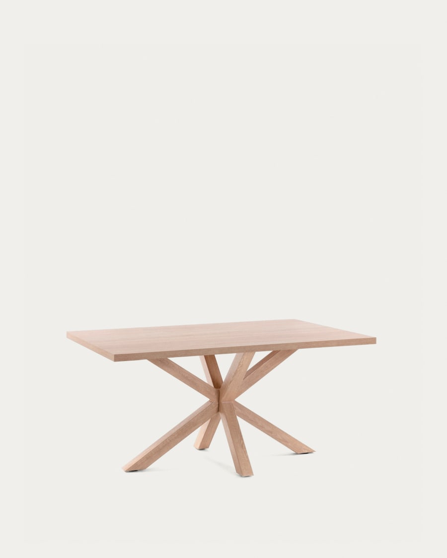 Argo table in melamine with natural finish and wood-effect steel legs 160 x 100 cm