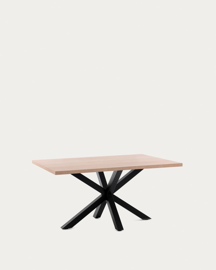 Argo table in melamine with natural finish and steel legs with black finish 160 x 100 cm