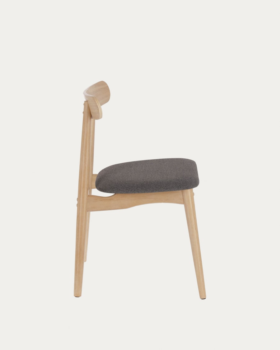 Dark grey Nayme chair made from ash veneer and solid cork wood legs