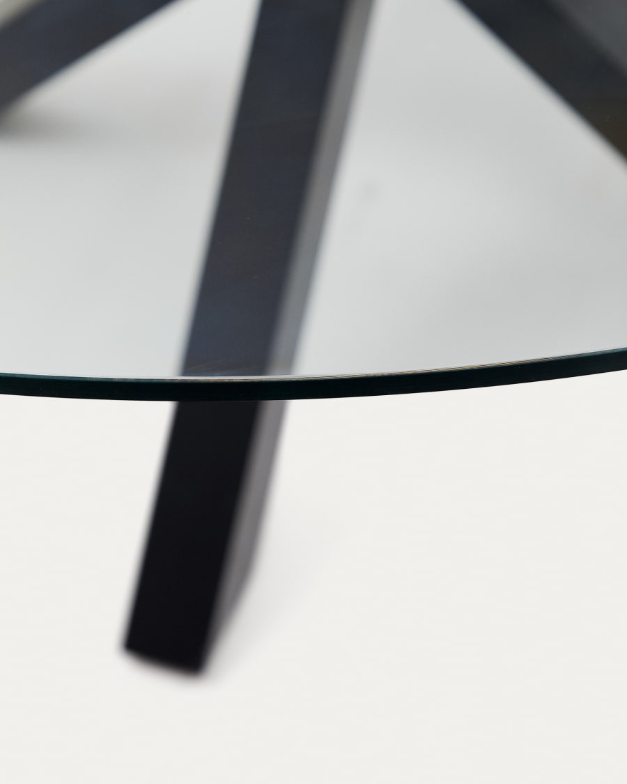 Argo round table in glass and steel legs with black finish Ø 150 cm
