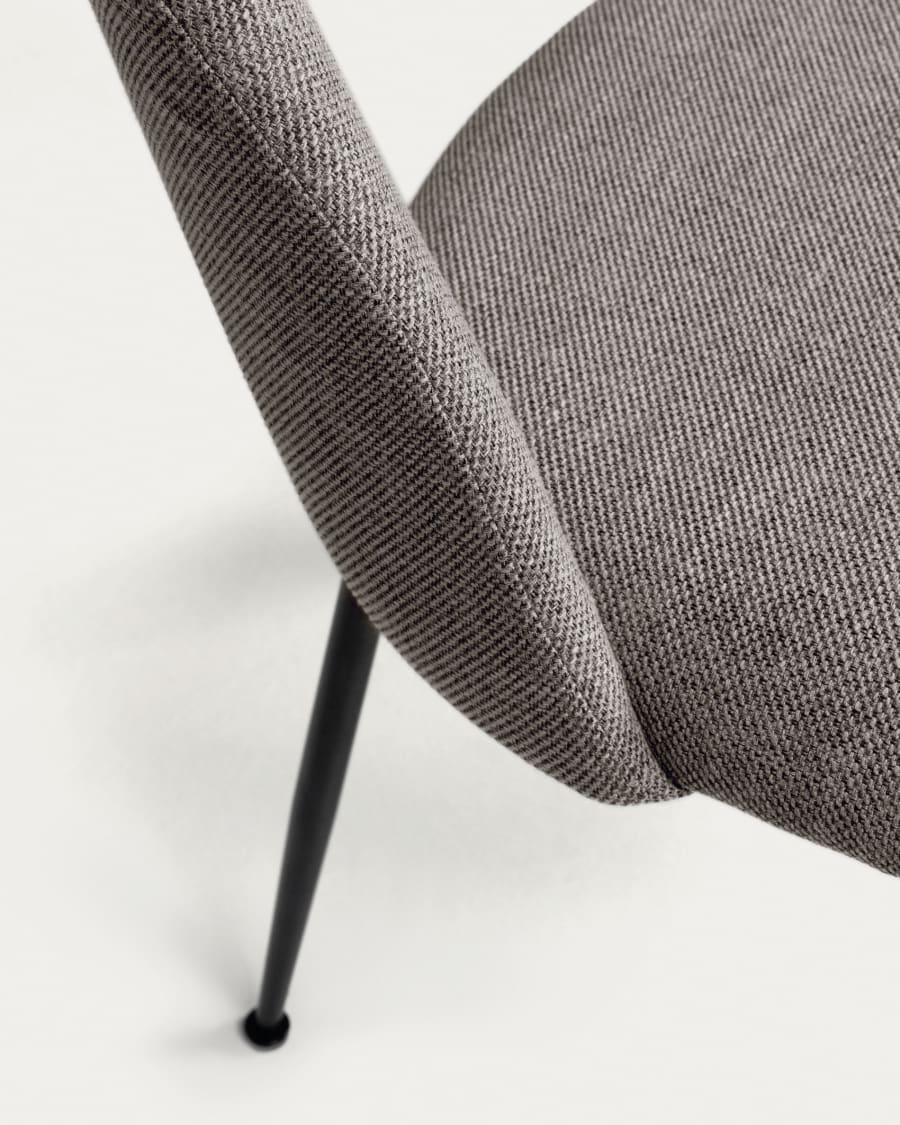 Mahalia dining chair in light grey with steel legs, with a black painted finish FSC 100%