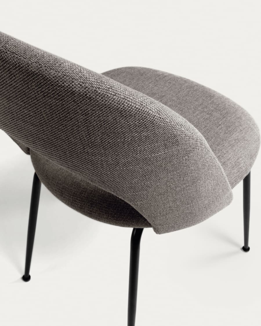Mahalia dining chair in light grey with steel legs, with a black painted finish FSC 100%