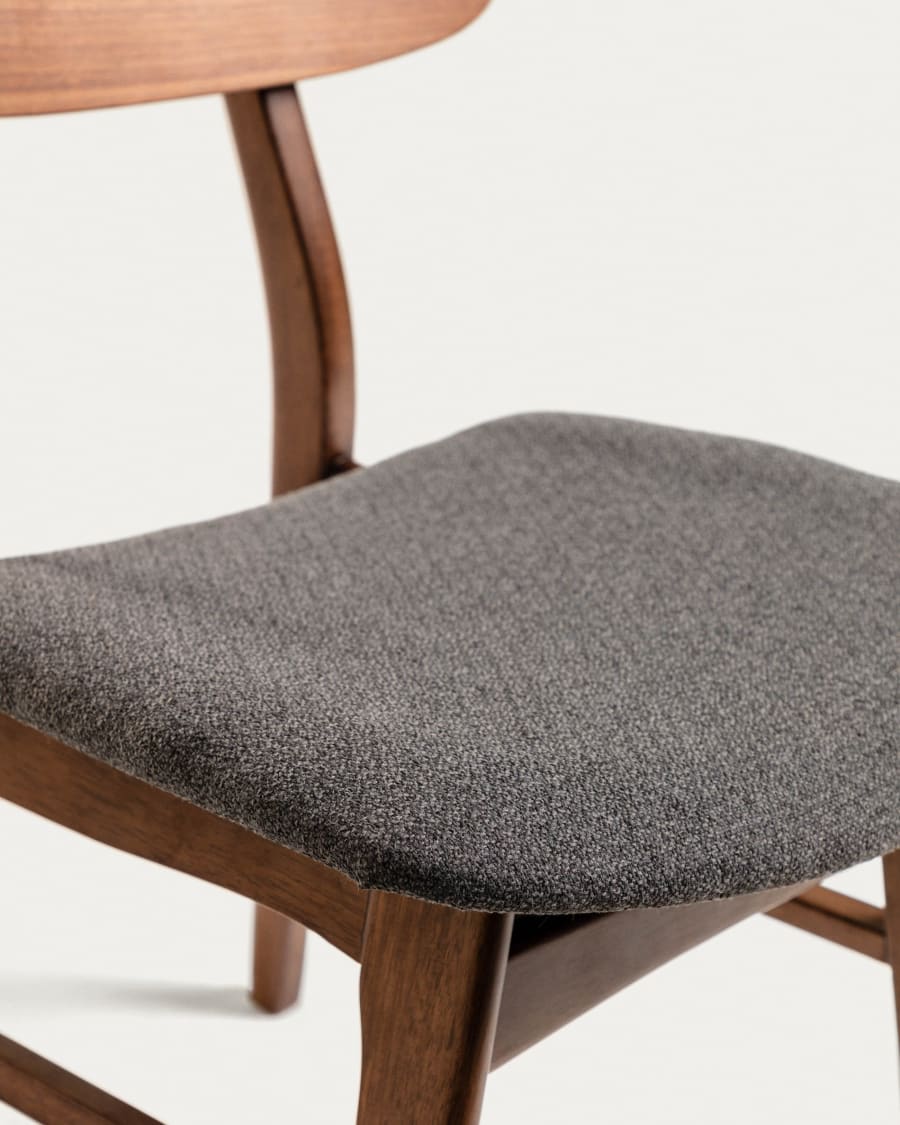 Selia chair in walnut veneer, solid rubber wood and dark grey upholstery