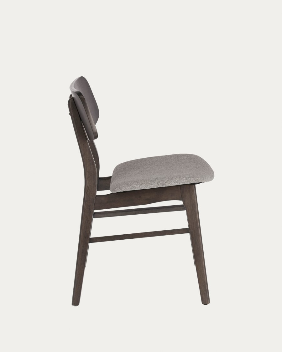 Selia chair in solid rubber wood, ash veneer and light grey upholstery