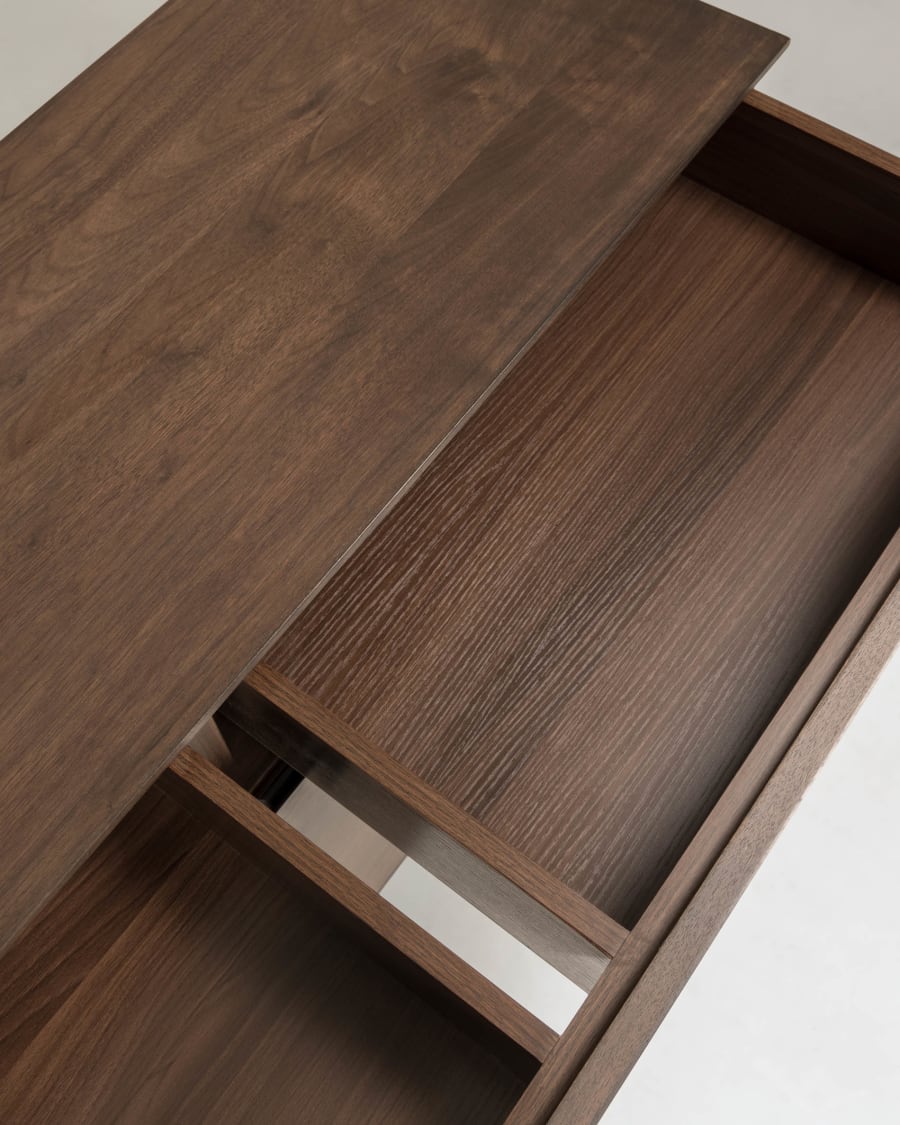 Cutt American walnut veneer sideboard w/ 2 doors, 2 drawers & black steel, 180 x 73 cm
