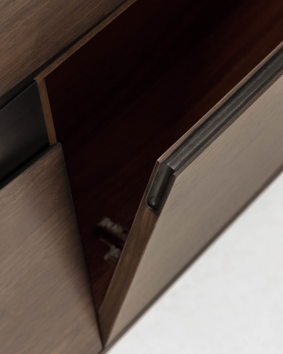 Cutt American walnut veneer sideboard w/ 2 doors, 2 drawers & black steel, 180 x 73 cm
