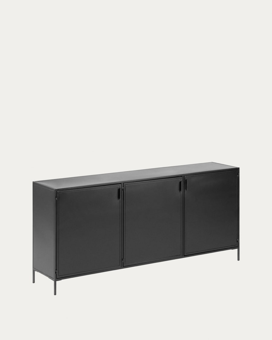 Shantay metal sideboard in a painted black finish with 3 doors, 160 x 72 cm