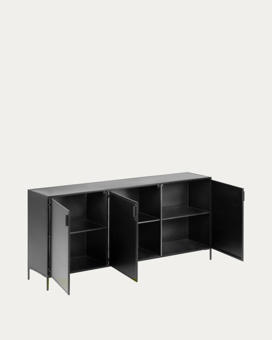 Shantay metal sideboard in a painted black finish with 3 doors, 160 x 72 cm
