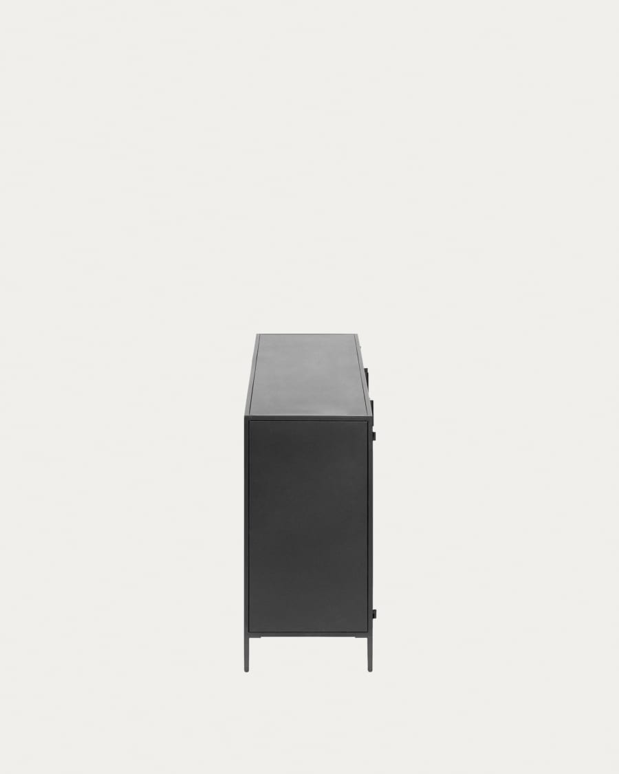 Shantay metal sideboard in a painted black finish with 3 doors, 160 x 72 cm