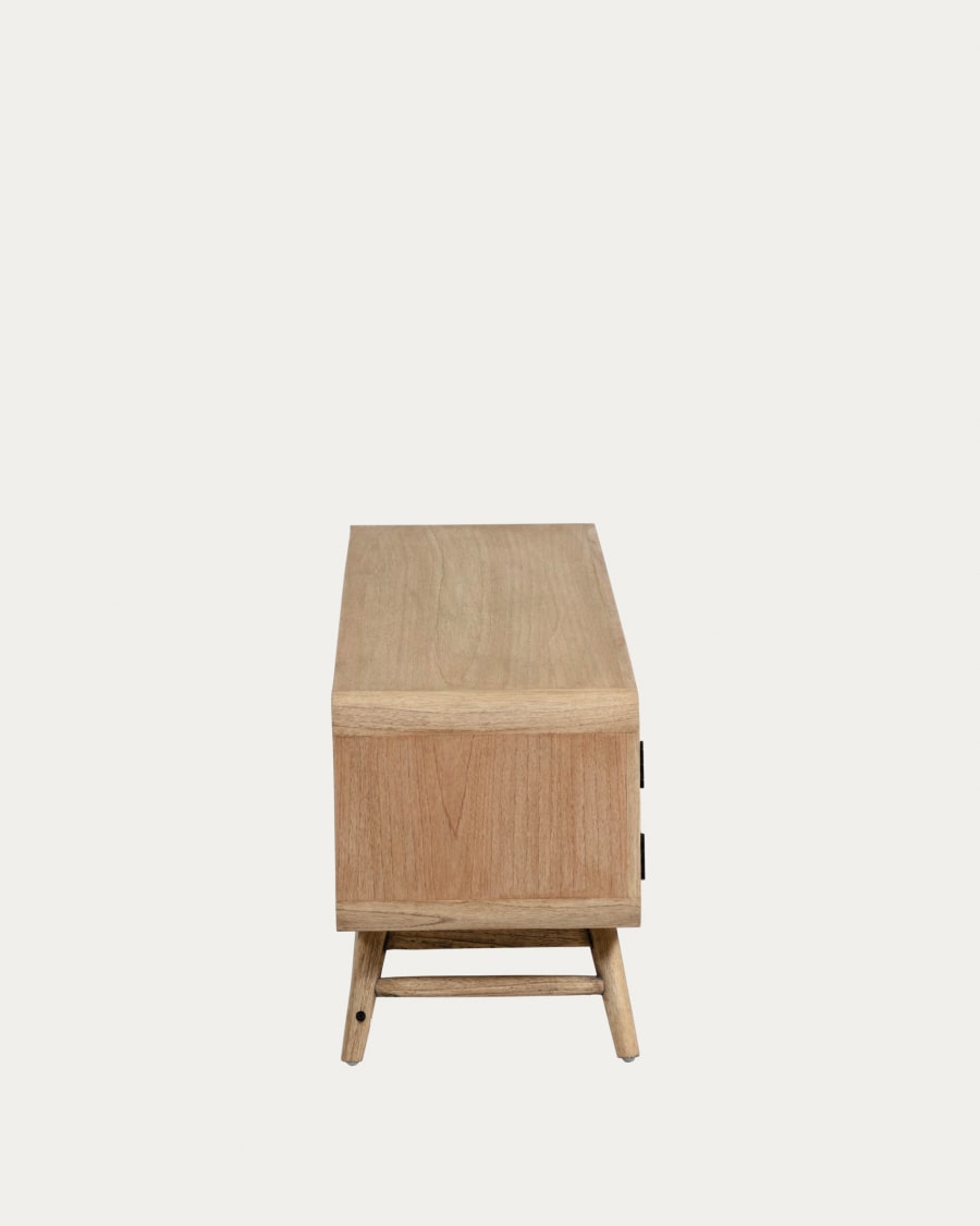 Nalu 2 door solid white cedarwood & rattan TV stand, 150 x 50 cm
