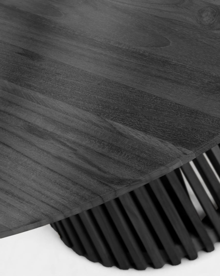 White cedar wood table top with black finish for Jeanette round table, Ø 120 cm