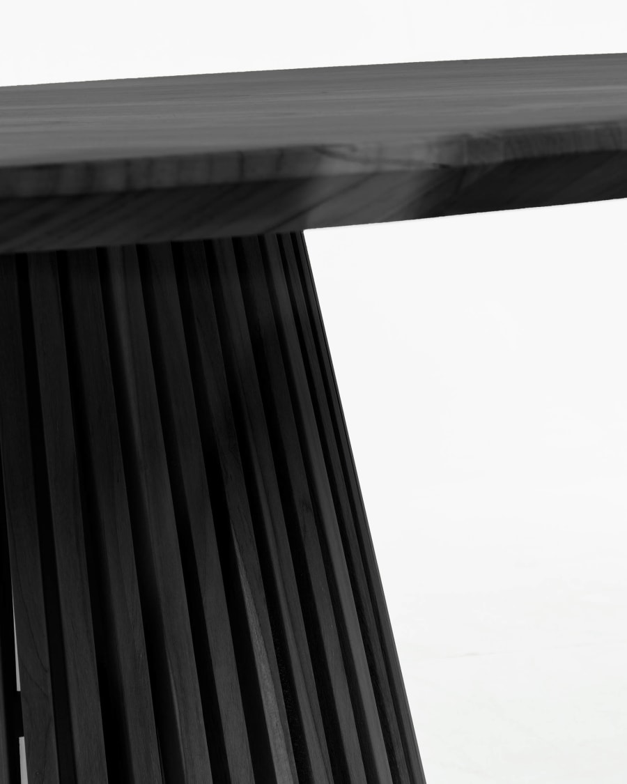 White cedar wood table top with black finish for Jeanette round table, Ø 120 cm