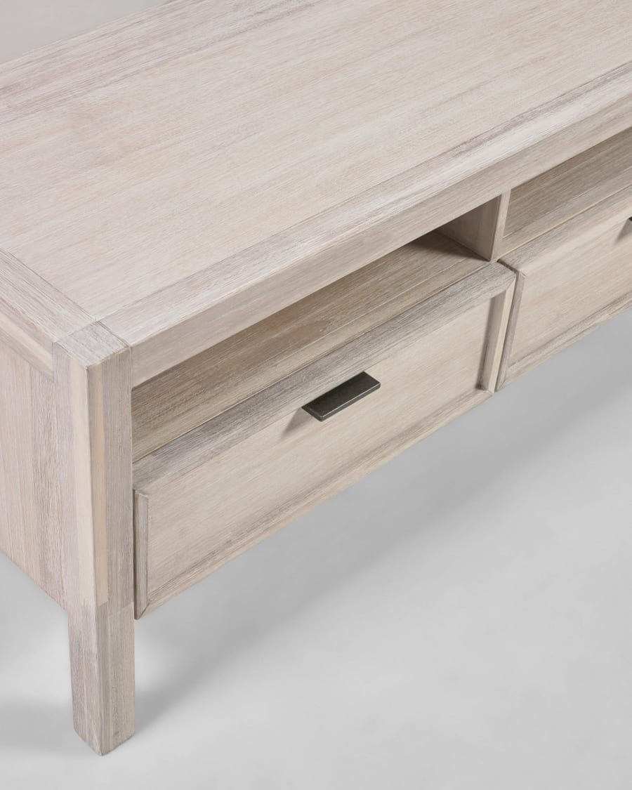 Alen solid acacia wood TV stand with 3 drawers, 165 x 50 cm