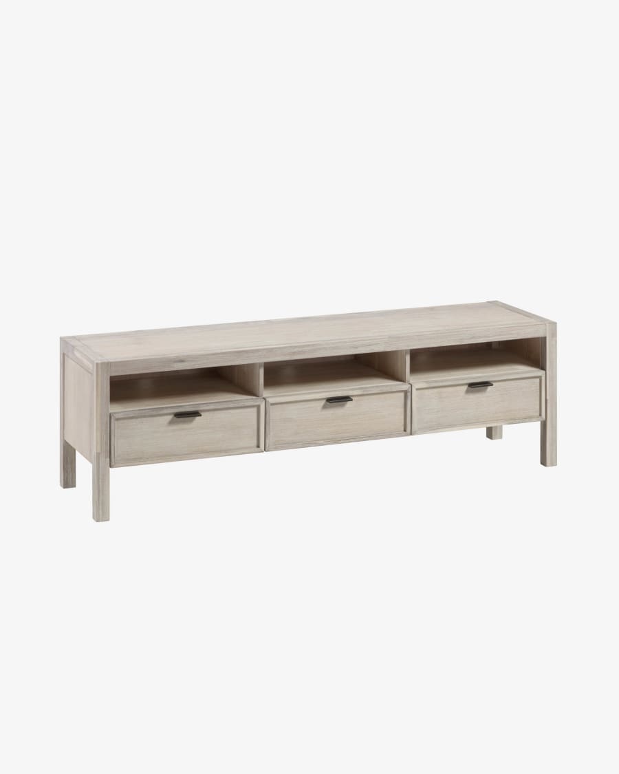 Alen solid acacia wood TV stand with 3 drawers, 165 x 50 cm
