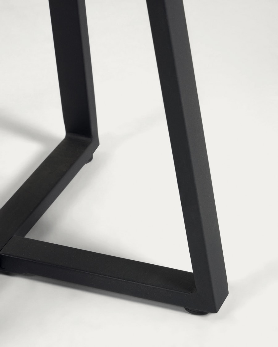 Tella round terrazzo table in black with steel legs, Ø 70 cm