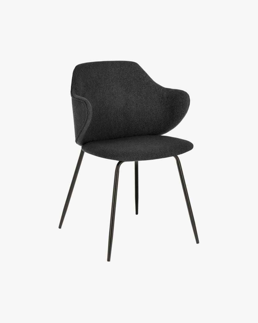 Suanne dark grey chair with steel legs with black finish