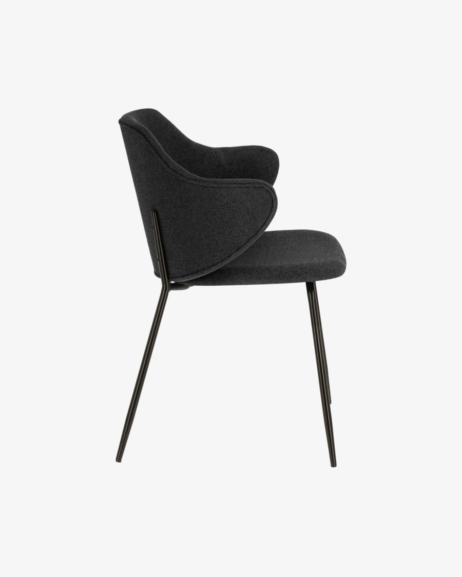 Suanne dark grey chair with steel legs with black finish
