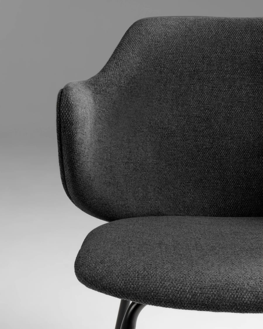 Suanne dark grey chair with steel legs with black finish