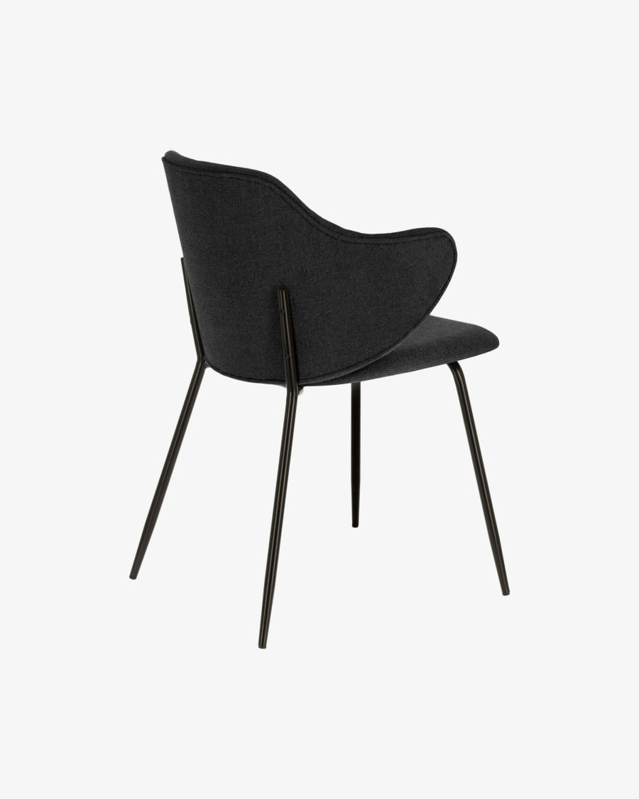 Suanne dark grey chair with steel legs with black finish