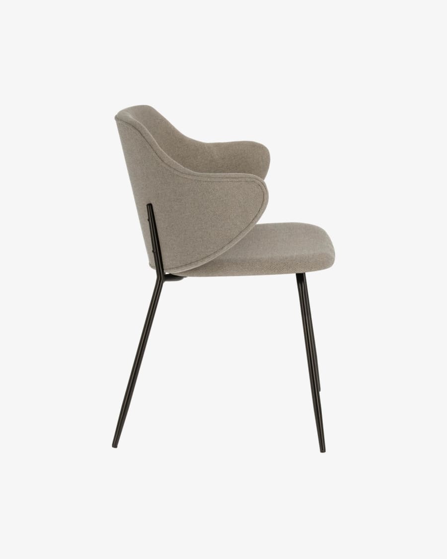 Suanne beige chair with steel legs with black finish