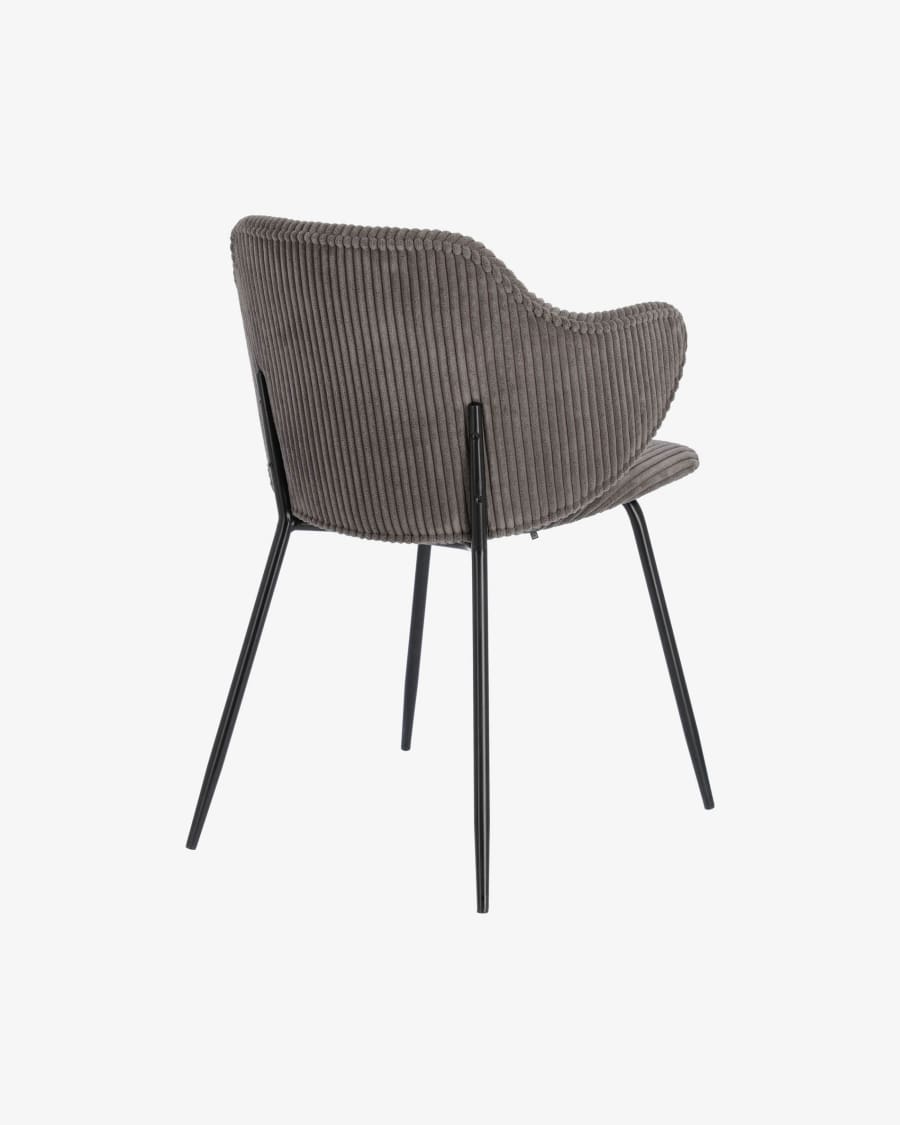 Suanne chair in grey wide seam corduroy with steel legs with black finish