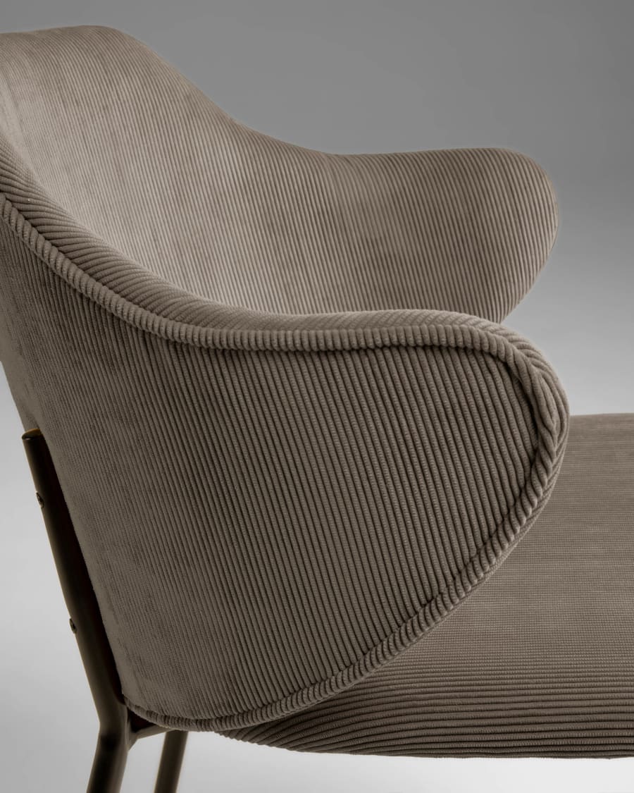 Suanne chair in dark grey corduroy with steel legs with black finish