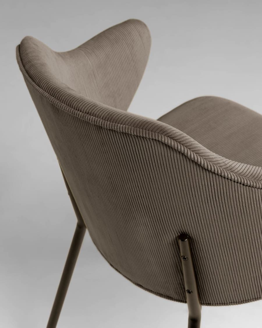 Suanne chair in dark grey corduroy with steel legs with black finish