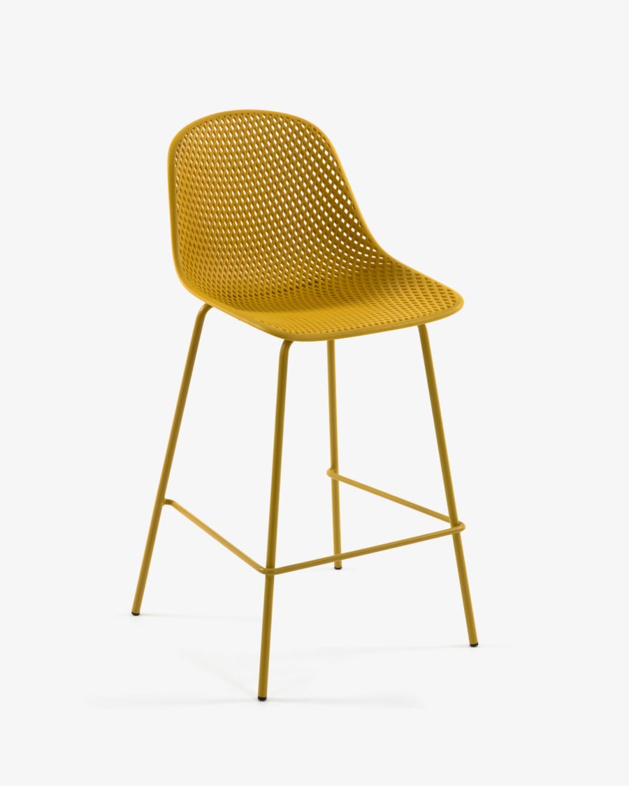 Quinby outdoor stool in yellow, height 65 cm