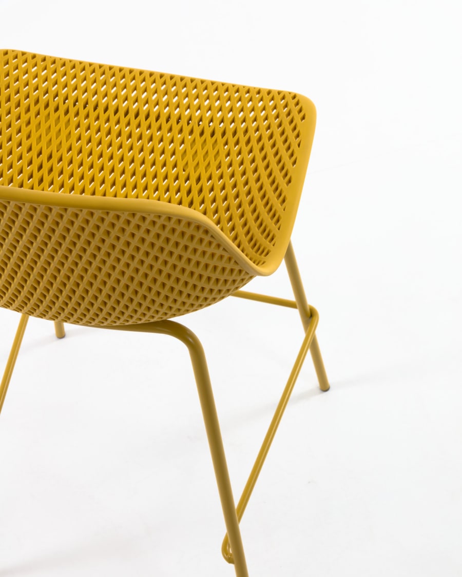 Quinby outdoor stool in yellow, height 65 cm