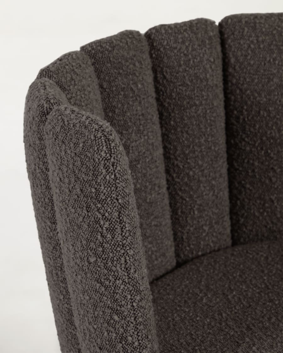 Aniela chair in black bouclé and metal with black finish FR