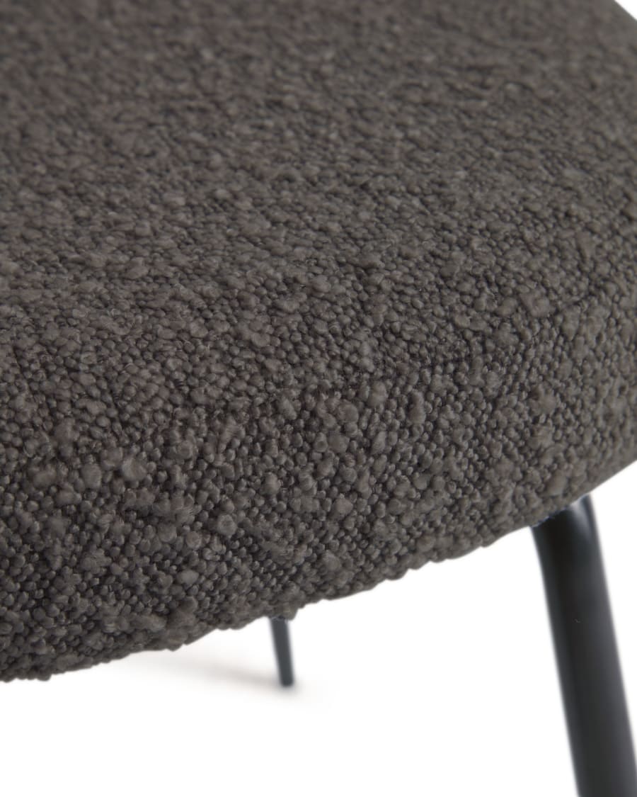 Aniela chair in black bouclé and metal with black finish FR
