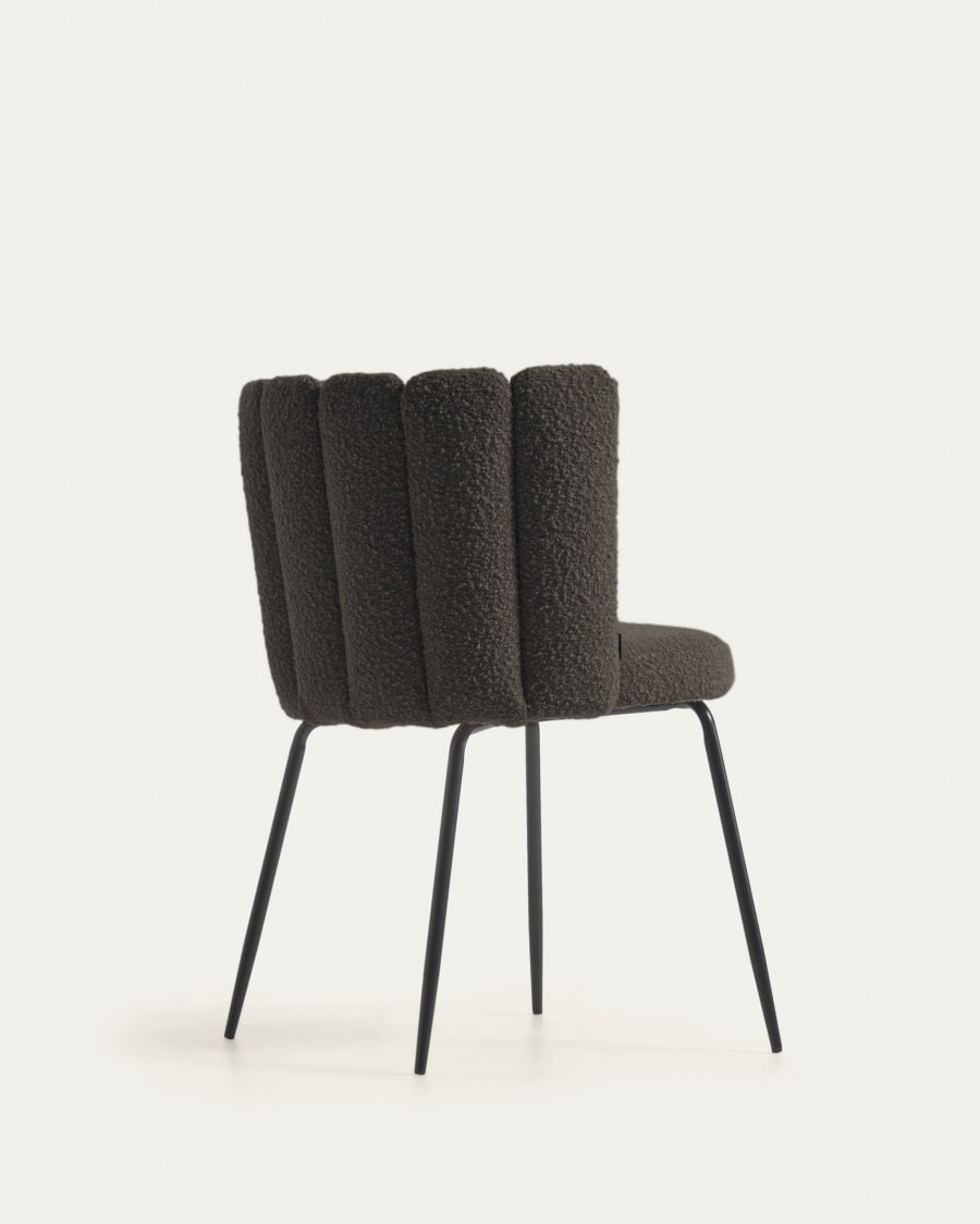 Aniela chair in black bouclé and metal with black finish FR