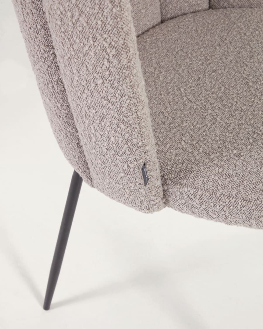 Aniela chair in grey bouclé and metal legs with black finish