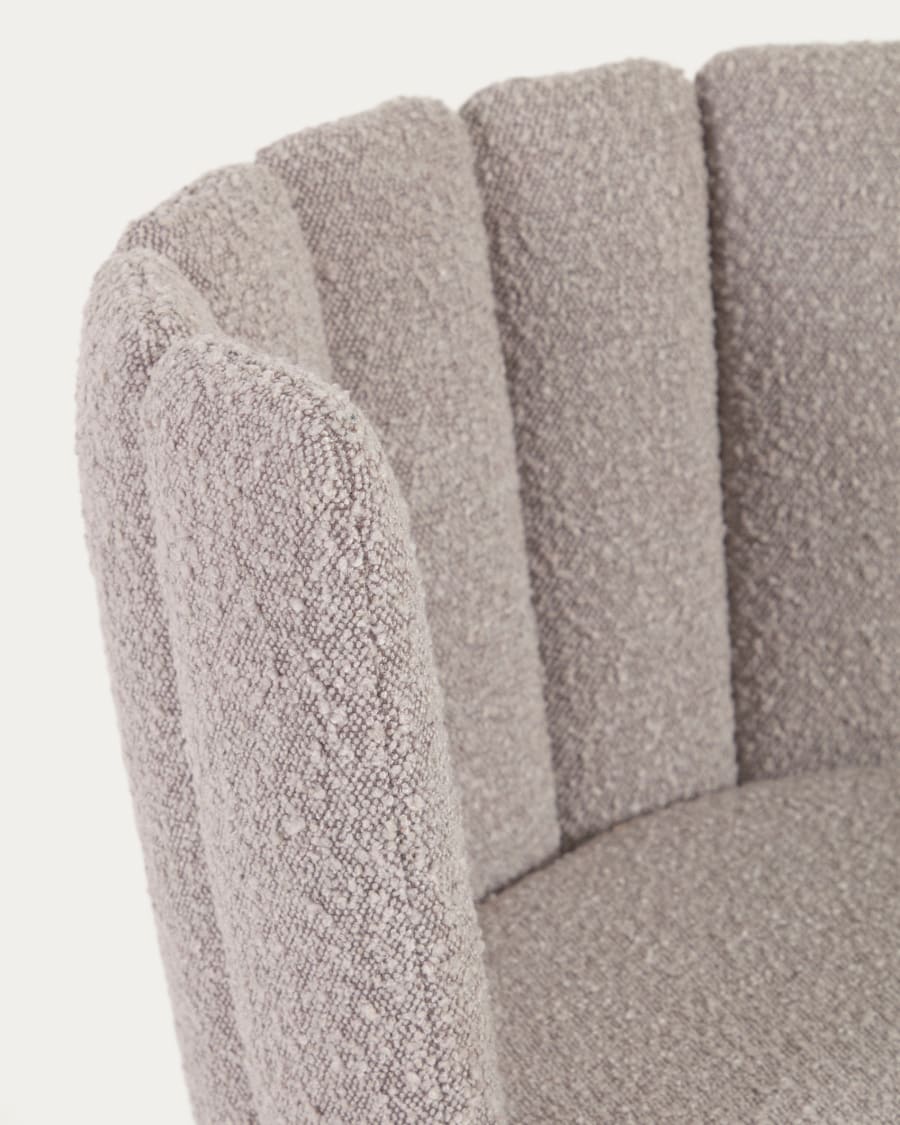 Aniela chair in grey bouclé and metal legs with black finish