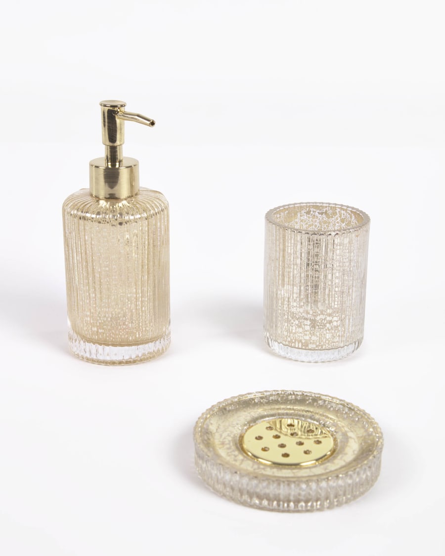 Christell gold glass toothbrush holder