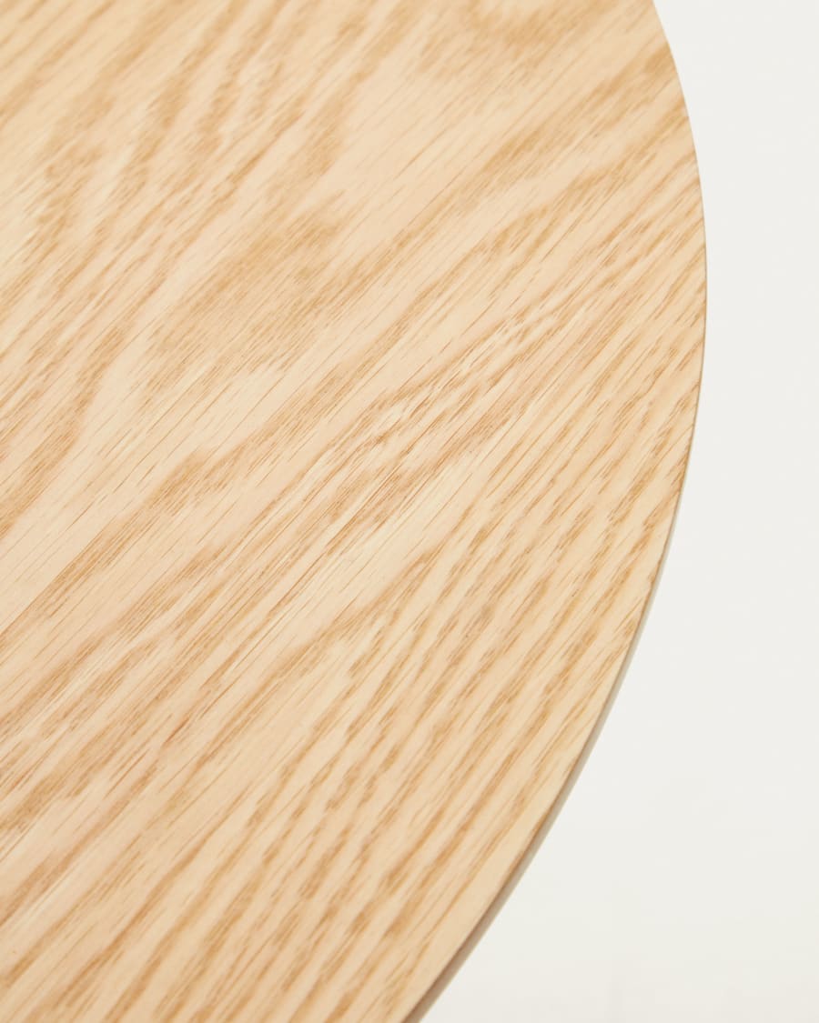 Watse set of 2 side tables in oak wood veneer and matte white metal, Ø 40 cm/Ø 48 cm