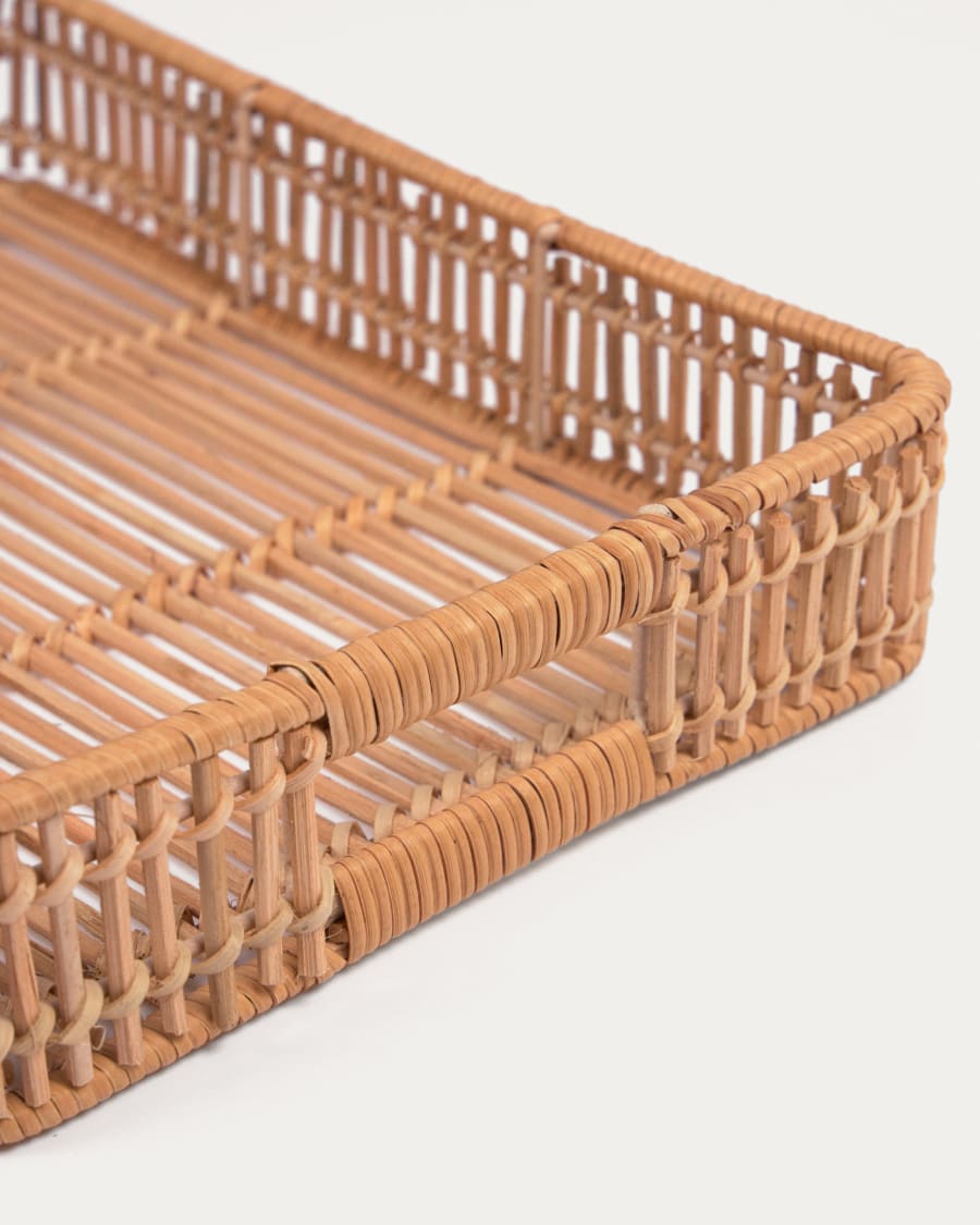 Coleenn set of 2 rectangular trays in 100% rattan with natural finish
