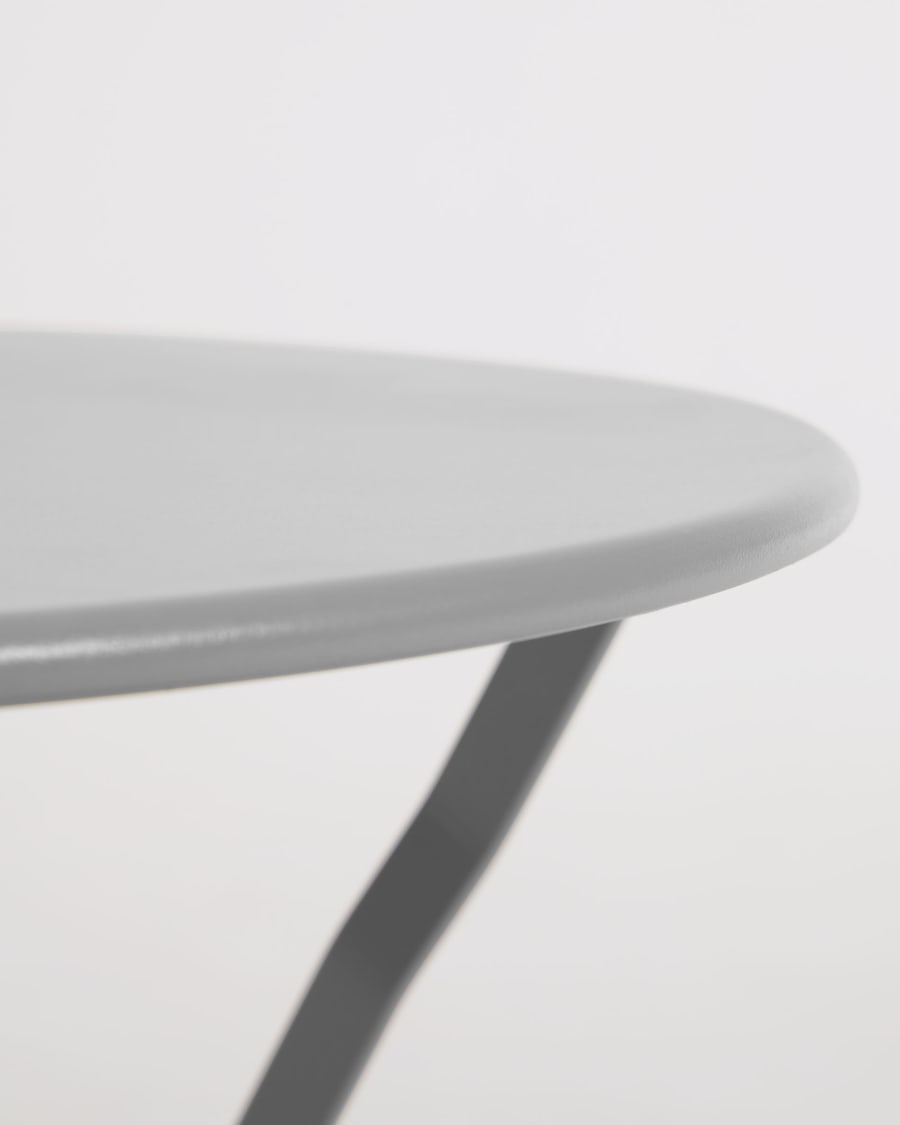 Beryl outdoor set of table and 2 folding chairs in light grey metal