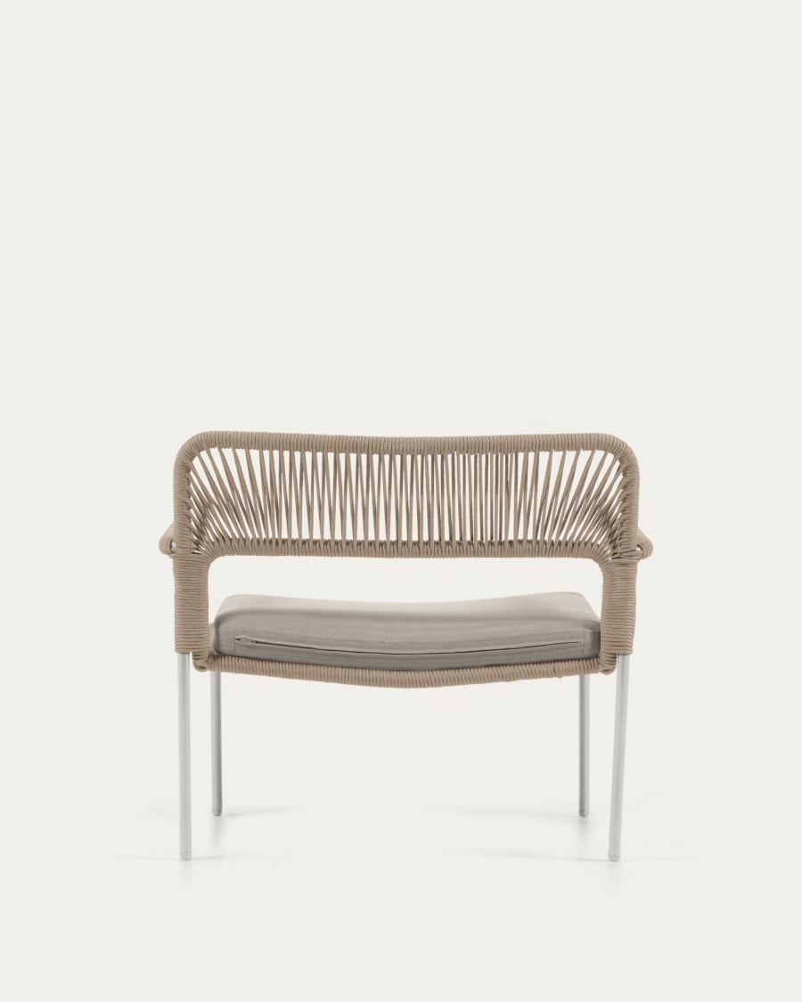 Cailin armchair in beige cord with galvanised steel legs painted white