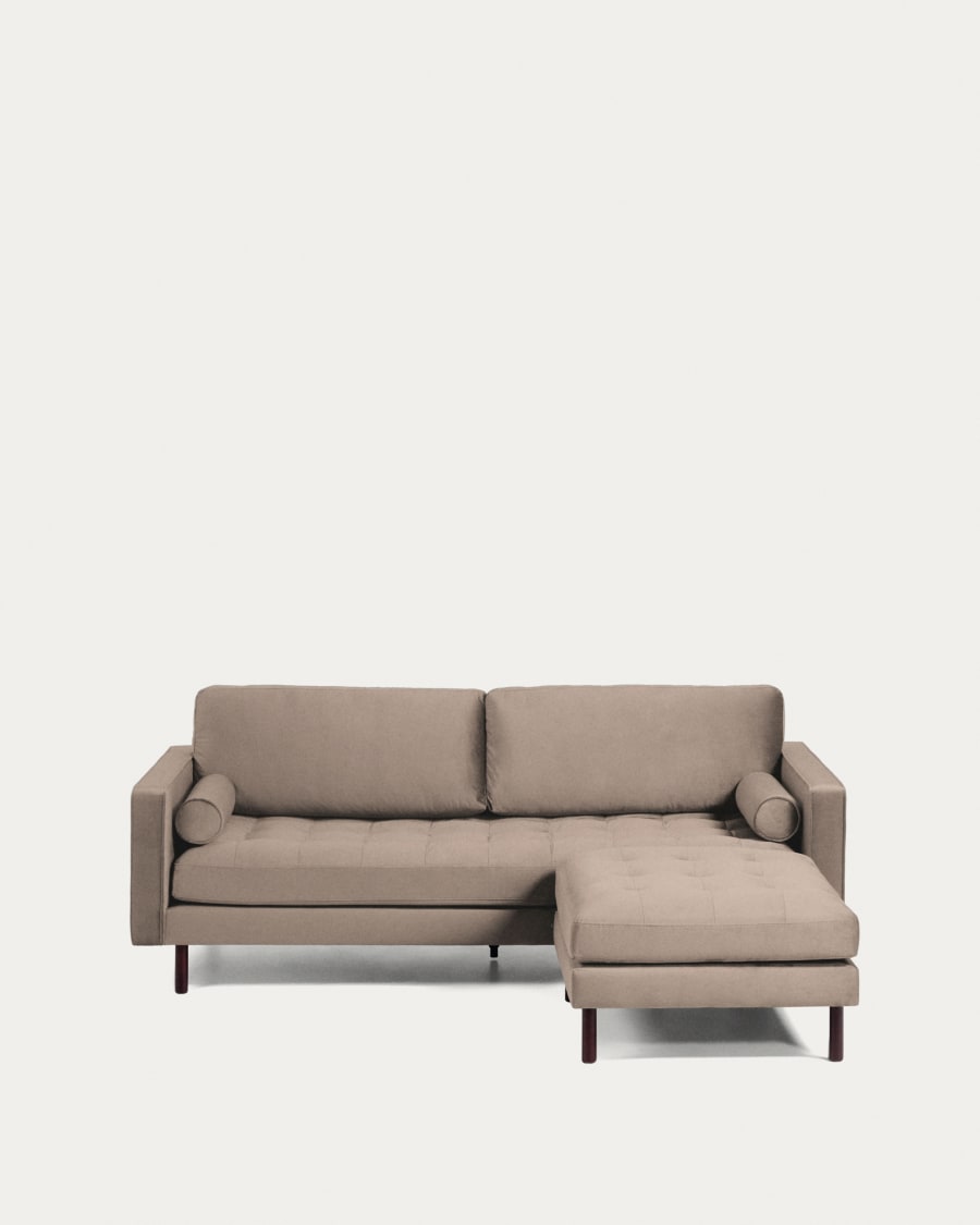 Debra 3 seater sofa with footrest in taupe velvet, 222 cm
