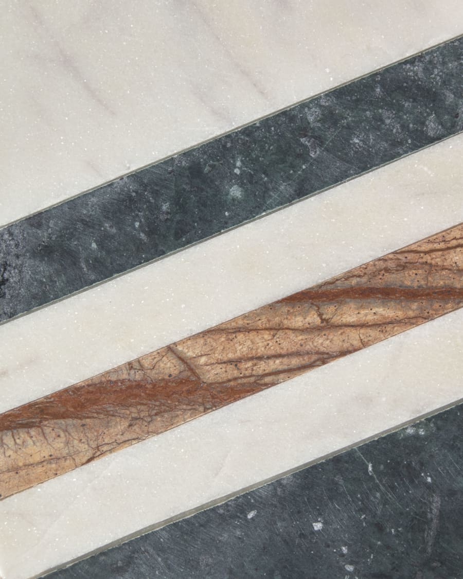 Saskia serving board in white, brown and green marble